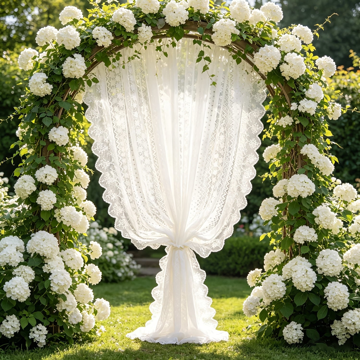 2 Panels Romantic Classical Lace Outdoor Sheer Curtain Light Filtering Window Drapes Rod Pocket for Wedding Bedroom Living Room Or Patio Decor
