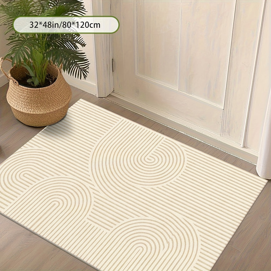 2D Digital Print Curved Pattern Home Decor Carpet | Machine Washable, Non-Shedding, Pet-Friendly, Suitable for Living Rooms, Bedrooms, Entryways, Offices, Hotels, Cafes, Guesthouses, and Cottages, Made by ZULIDA