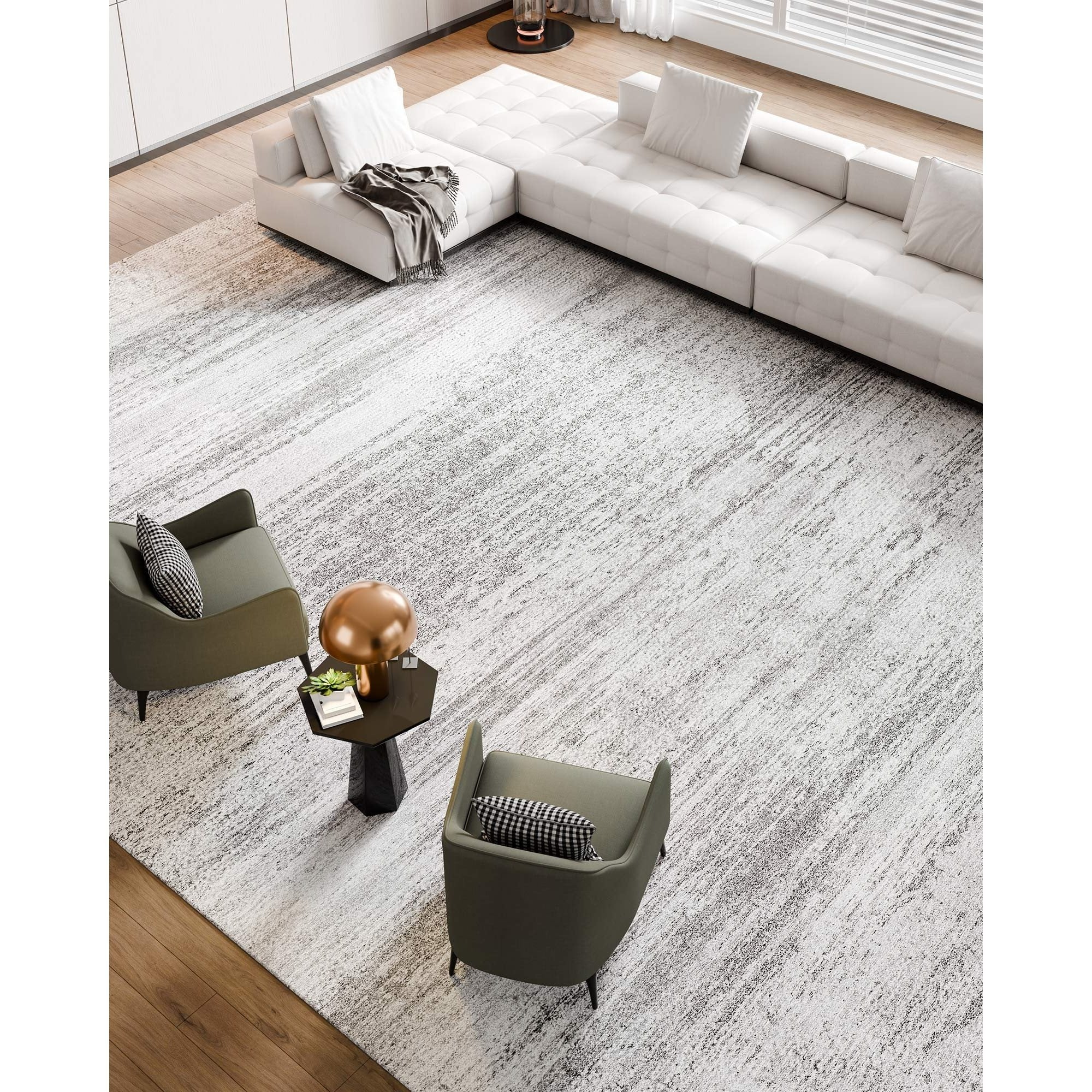 VEVOR Large Area Rug 10 x 14 ft Anti-Skid and Tear-Resistant Floor Mat Modern Gray