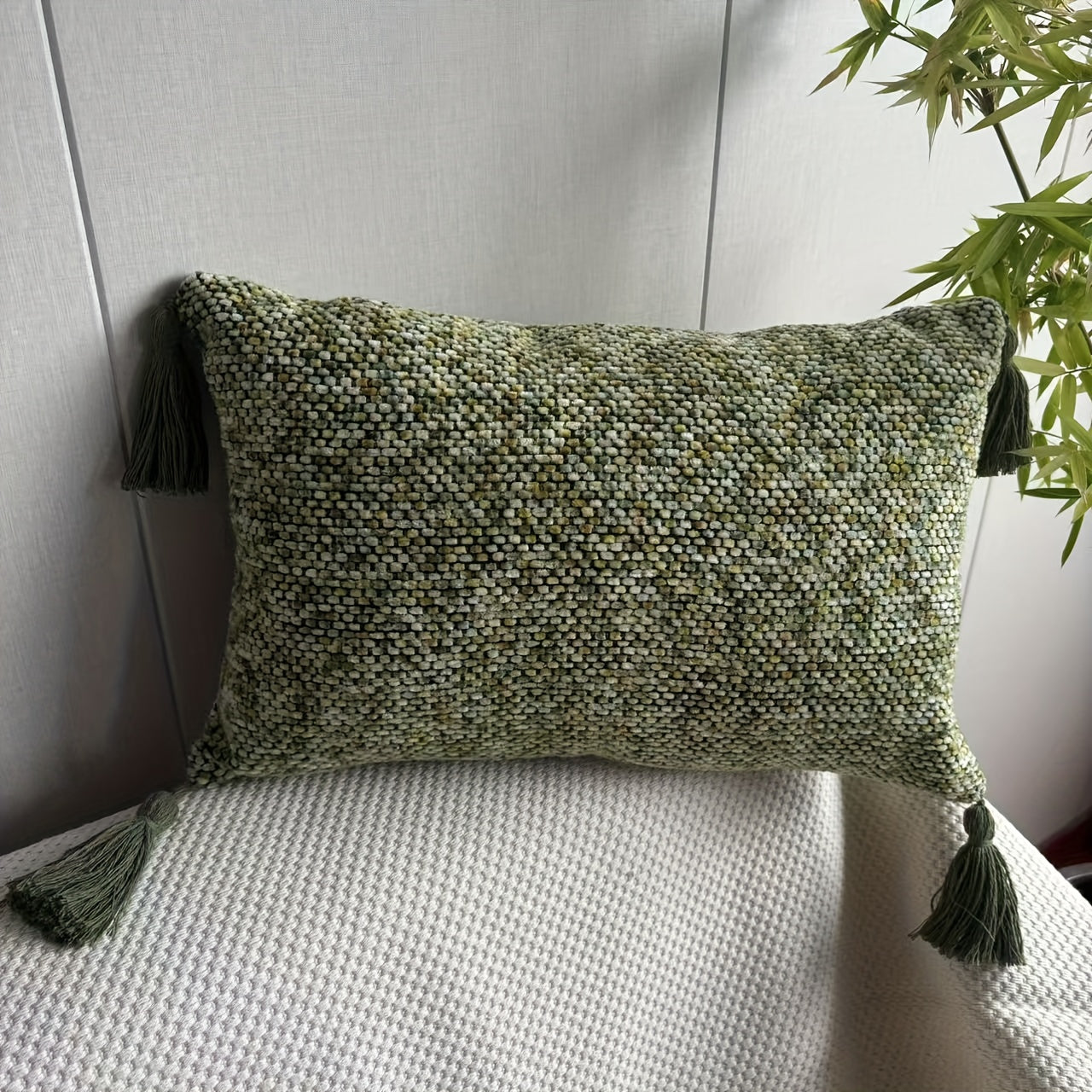 1 Bohemian Lumbar Pillow with Tassels, Includes Pillow Insert, Throw Pillow, Cushion, Decorative Wedding Living Room Bedroom Sofa Bed Chair Country Vintage Cushion Cover, Bohemian Room All-Season Home Decor